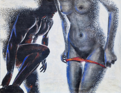 Dette kunsttrykket av Trond Berg-Nilssen er en gripende utforskning av kropp og intimitet.